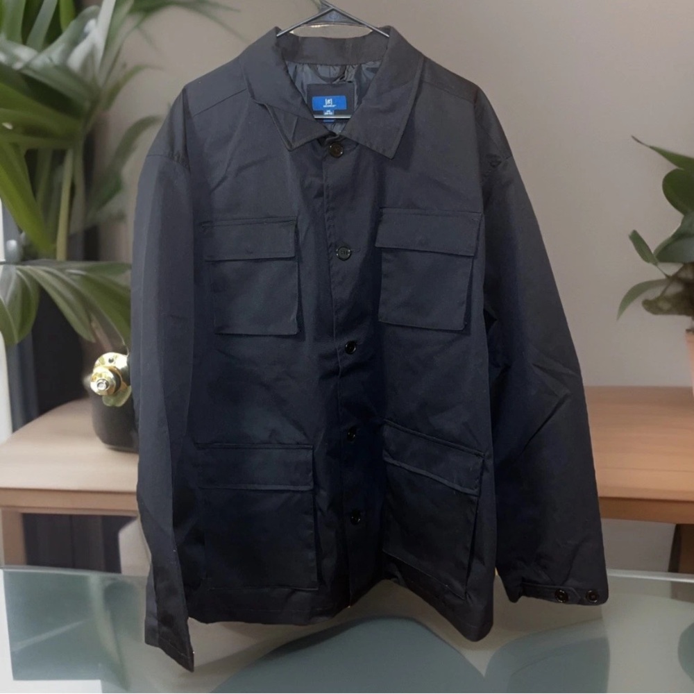 Men’s Button Down Multi Pocketed Utility Lightweight Lined Jacket W/A Collar